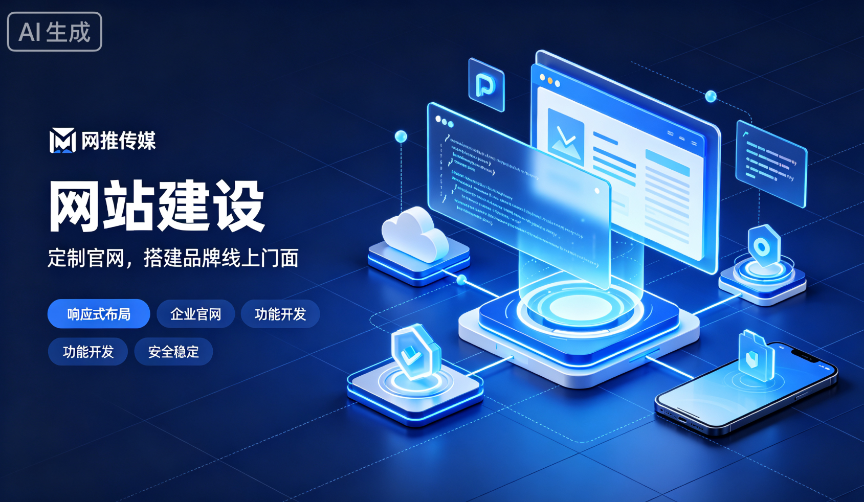 网推传媒为企业客户设计制作的响应式网站界面截图